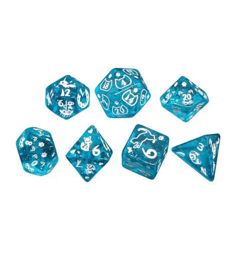 Set de 7 dés " Kawaii Neko "  pour jeu de plateau