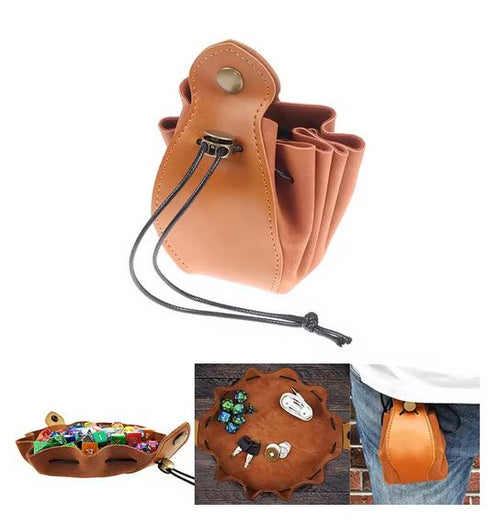 Bourse a dés / Tapis de dés en simili cuir & daim 2 en 1