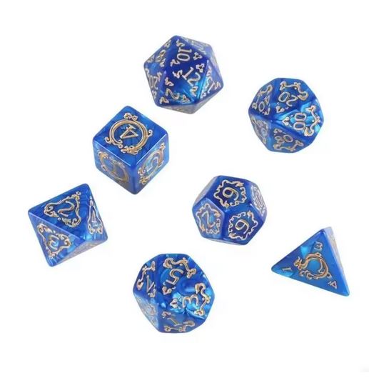 Set de 7 dés gravés pour jeu de plateau