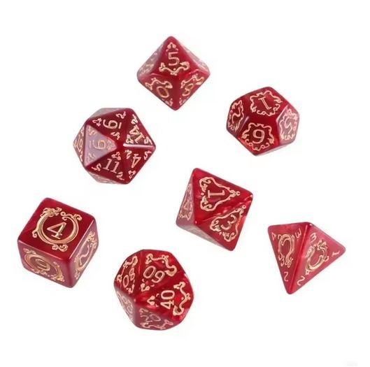 Set mit 7 gravierten Würfeln für Brettspiele