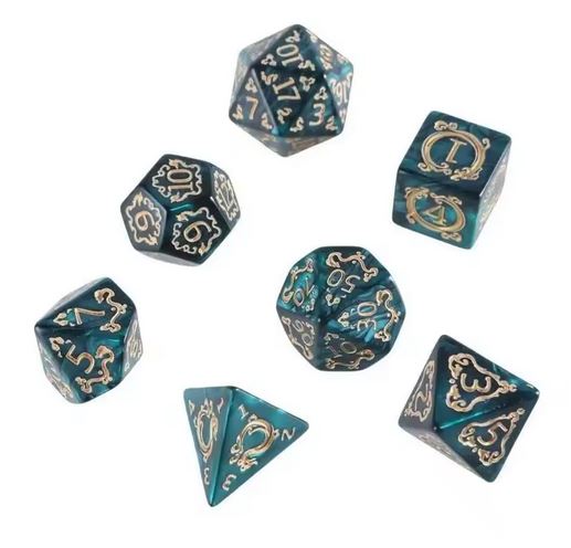 Set de 7 dés gravés pour jeu de plateau