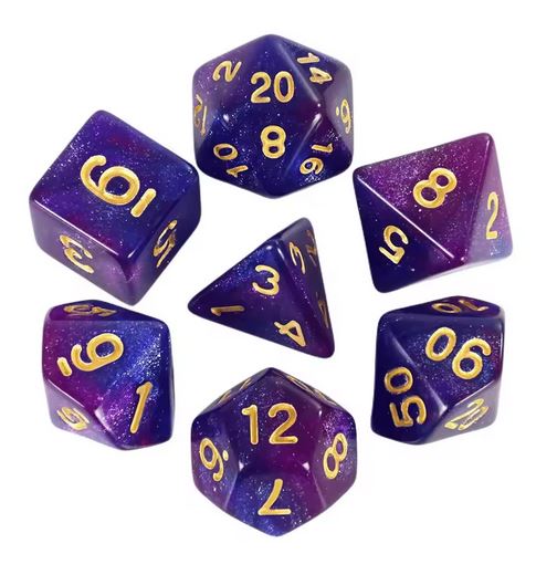 Set of 7 "Galaxy" dice for board games