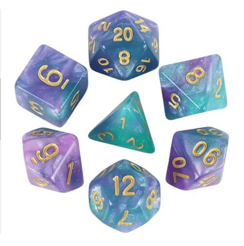 Set of 7 "Milky Way" dice for board games