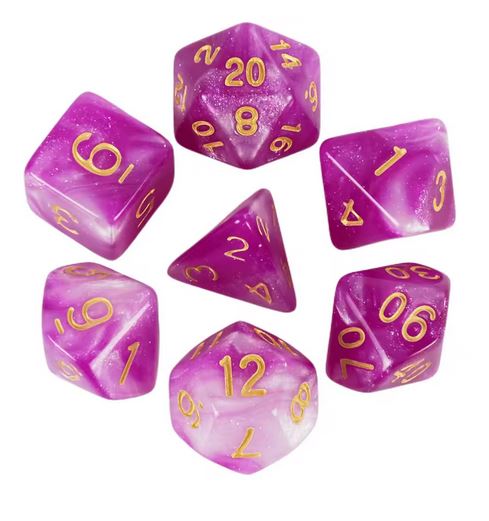 Set mit 7 „Pinky“-Würfeln für Brettspiele