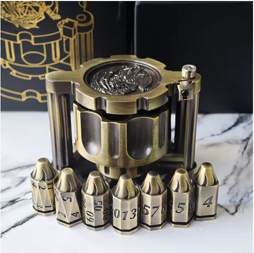 Set de dés metaliques "Bullet dice'' et son chargeur