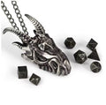 Pendentif tête de dragon et set de mini dés métal